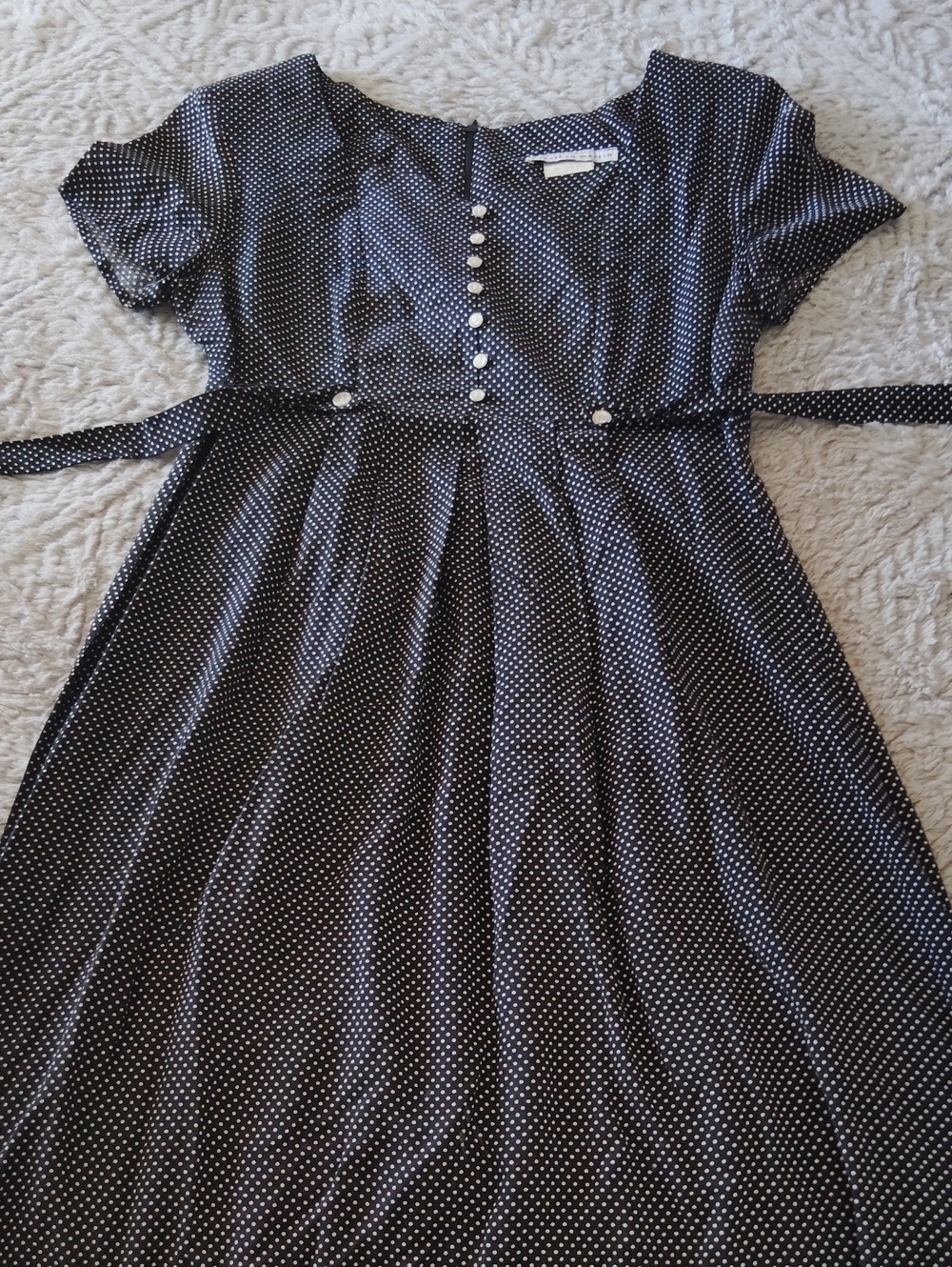 jonathan martin Navy Polka Dot Asymmetrical Dress